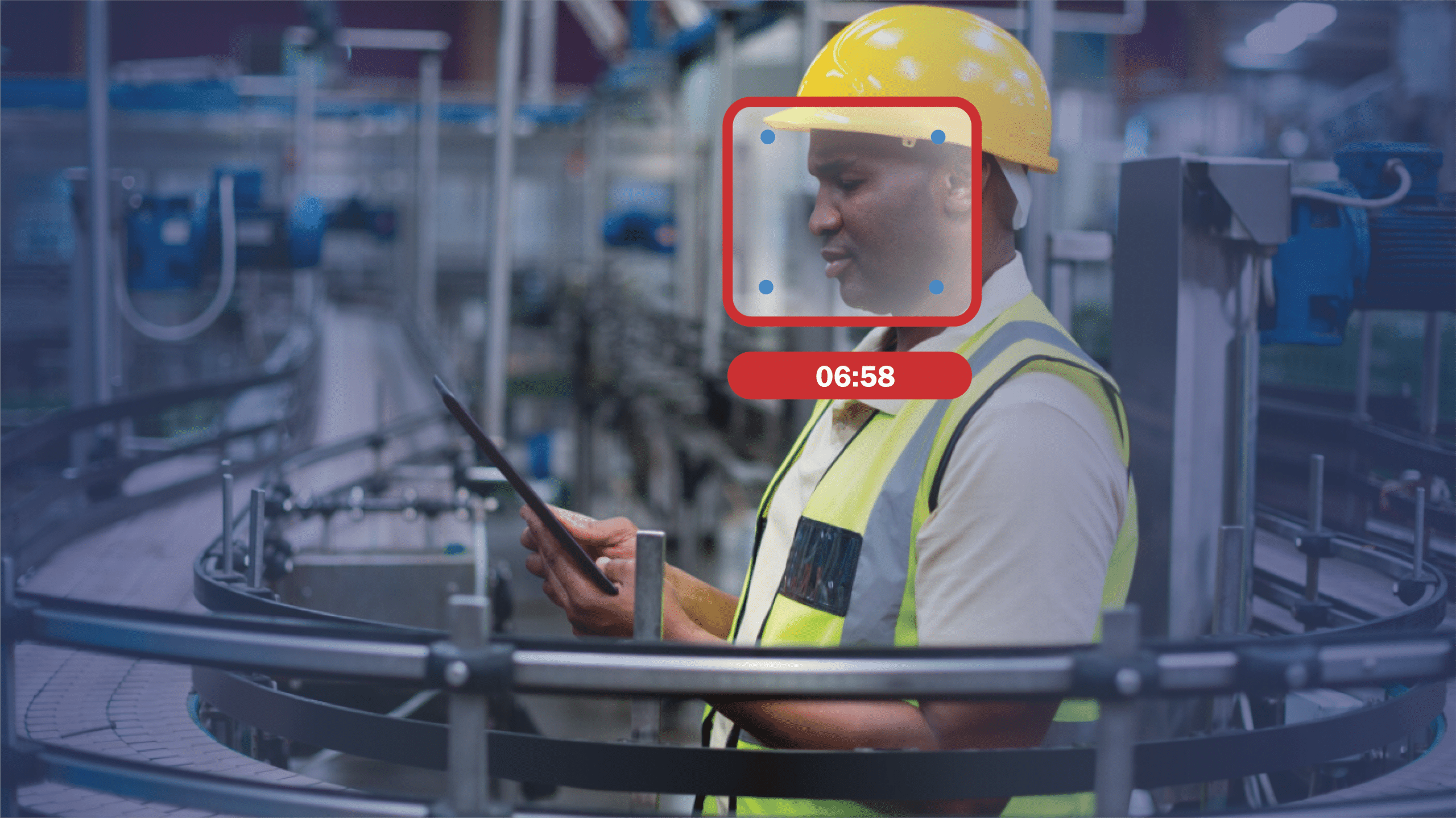 AI powered time monitoring software tracks worker productivity on factory floor