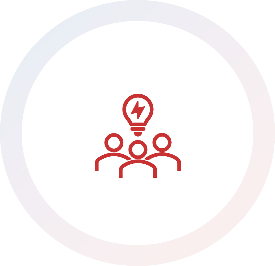 Group of people with lightbulb icon