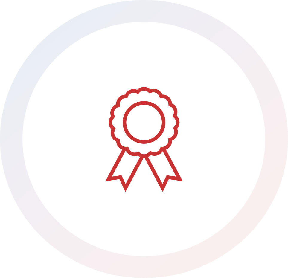 Red ribbon award icon on white