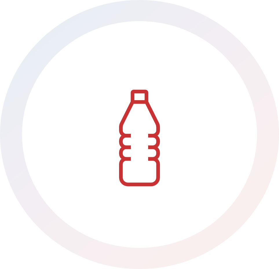 red outline of a water bottle