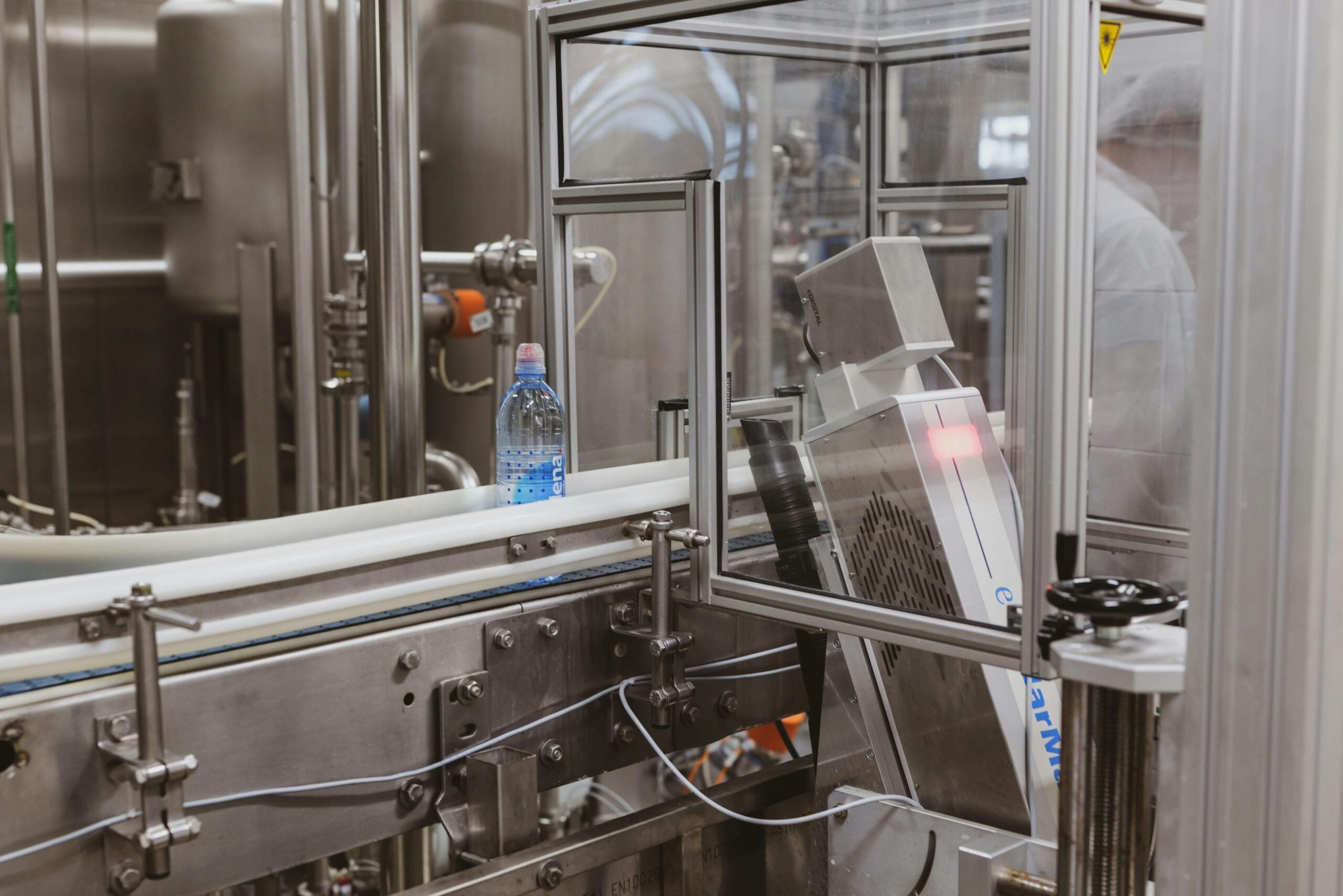 Automated bottling machinery in operation