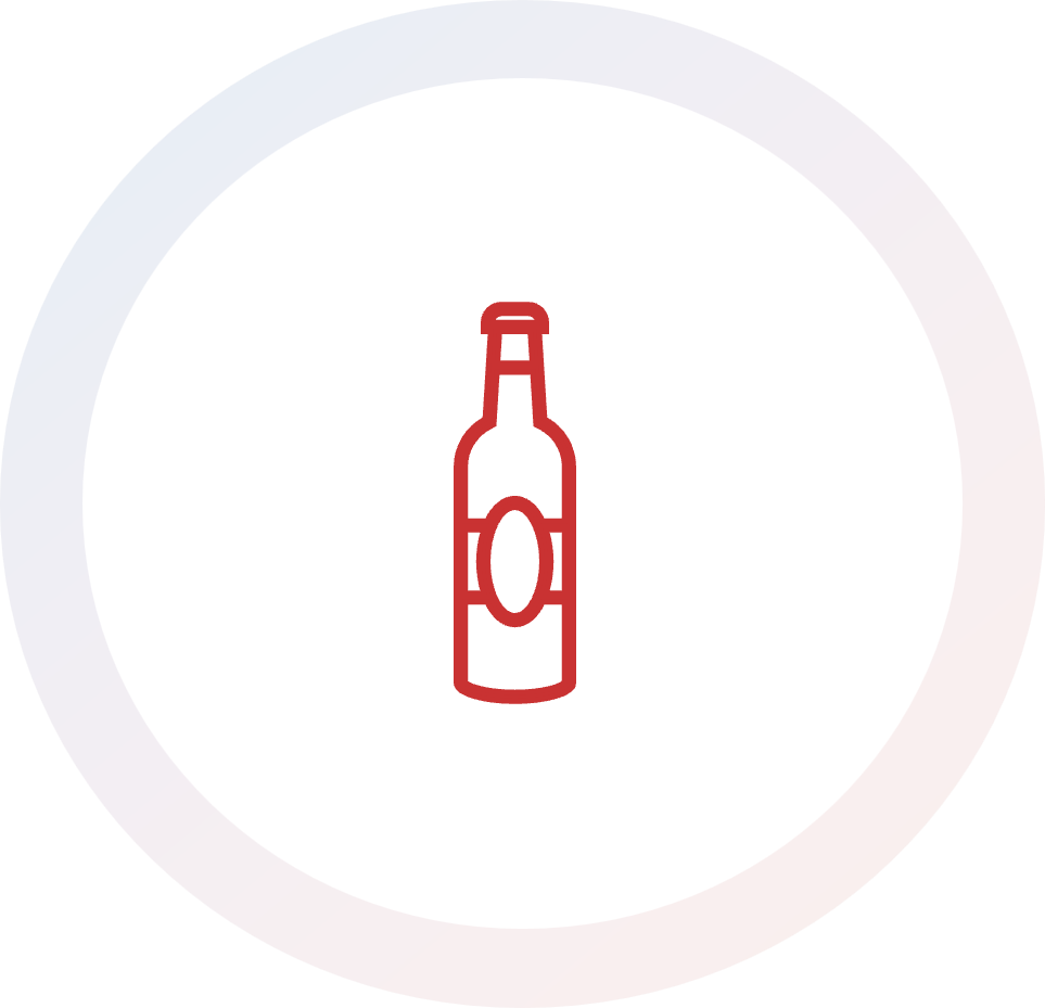 Red outline of a bottle