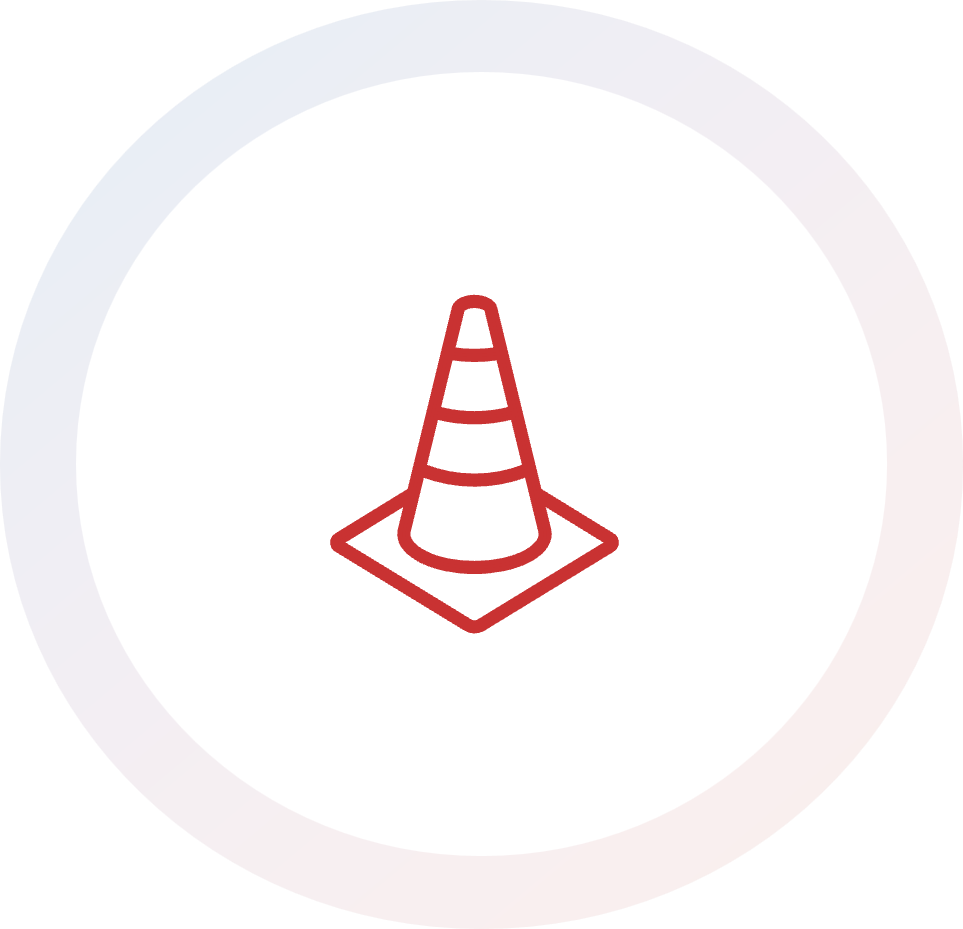 red traffic cone on white background