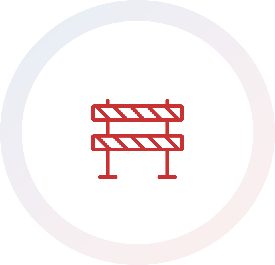 red construction barrier icon