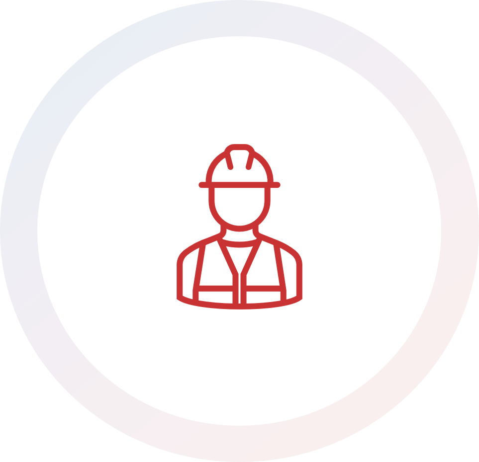 Construction worker icon in helmet